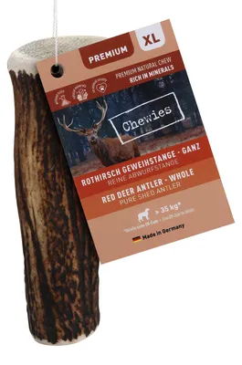 Hirschgeweih-Kaustange für Hunde, XL, 260 g, natürlich