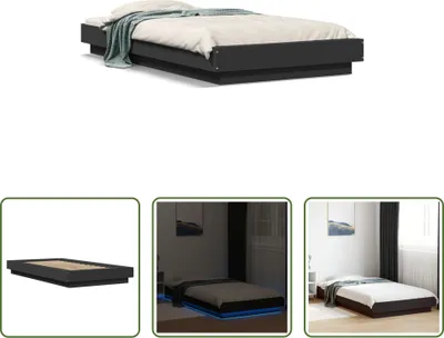 Produktbild von The Living Store Bettgestell mit LED Schwarz 100x200 cm Holzwerkstoff