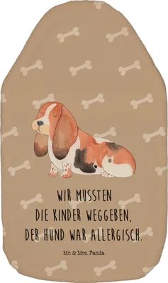 Produktbild von Mr. & Mrs. Panda Wärmflasche Hund Basset Hound - Hundeglück - Geschenk, Lustig, mit Bezug, Wärmekissen, Sprüche, Kuschelwärmflasche, Vierbeiner, Wärmeflasche