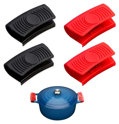 Produktbild von 2 Paar Silikongriffe für Töpfe, Hitzebeständige Silikonassistgriffe, Topflappenhandschuhe, Hitzeschutz für Ofenschalen und Gusseiserne Bratpfannen