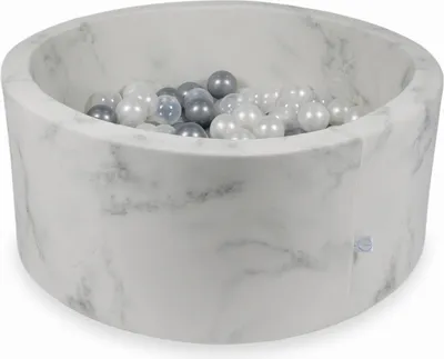 Produktbild von Trockenbecken 90x40 Marmor mit 300 Bällen: Perlmutt, Transparent, Silber