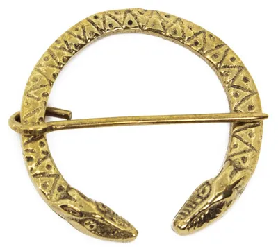 Produktbild von Wikinger Fibel aus Messing Schlange Jörmungand