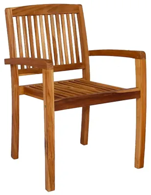 Produktbild von vidaXL Garten-Essstühle 2 Stk. Stapelbar Teak Massivholz
