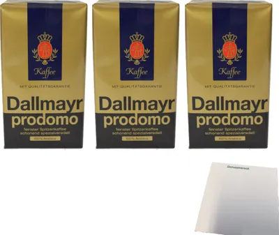 Produktbild von Dallmayr prodomo Feinster Spitzenkaffee 100% Arabica 3er Pack (3x500g Packung) + usy Block