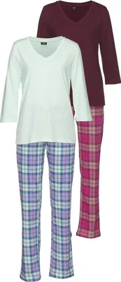 Produktbild von H.I.S. Pyjama 4 -teilig mint-kariert, bordeaux-kariert Größe 40/42