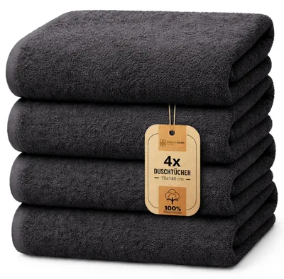 Produktbild von NatureMark 4er Duschtuch-Set – weiche und saugfähige Duschtücher aus 100% Baumwo