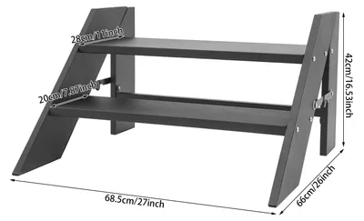 Produktbild von Klappbare Trittleiter - 2 Stufen - Kohlenstoffstahl - Maximale Traglast 150 kg - Rutschfeste Stufen - Stabiles Dreiecksgestell - 68,5 x 66 x 42 cm