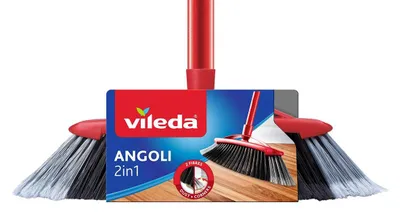 Produktbild von Vileda Profiled 2in1 Broom – Red – Indoor Use – Hard Bristle