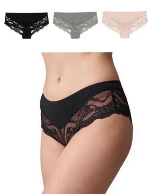 Produktbild von Snocks Hipster Damen mit Spitze aus Baumwolle, 3er Pack – Größe XL, 3x Mix1