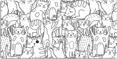 Produktbild von Schreibtischmatte Tischunterlage 120x60 cm Mauspad - Doodle-Art-Katzen
