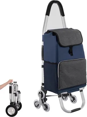 Productafbeelding van Opvouwbare boodschappentrolley - Boodschappenkarretje - Boodschappen vervoeren - Trapbeklimmende wielen - 36 liter 30 kg - Grijs