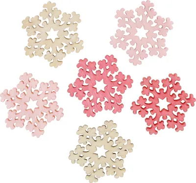 Produktbild von Holz Schneeflocken Mix Dekoset Pink Rosa Natur Ø2cm, 144 Stück