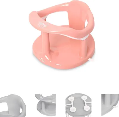 Image de Lorelli Siège de bain pour bébé Happy Bubbles base antidérapante, dossier haut rose