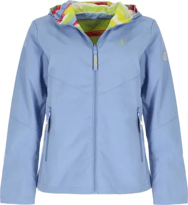 Produktbild von Leitfeuer Damen Wendejacke mit Kapuze - Outdoor-Jacke unifarben und modisch bunt gestreift in Hellblau Größe 48