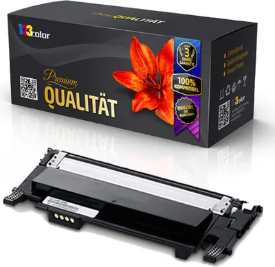 A product box for a toner cartridge is shown above a toner cartridge.