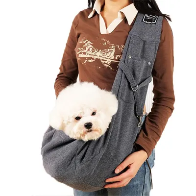 Produktbild von Hundetragetasche für kleine Hunde & Katzen – Haustier Reisetasche bis 15 kg – Welpen Schultertasche ideal für Reisen & Spiel, Dunkelgrau