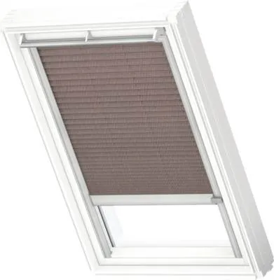 Produktbild von VELUX Dachfenster Plissee blickdicht mocca gepunktet mit grauem Alu-Rahmen elektronisch FML PK06 1276K
