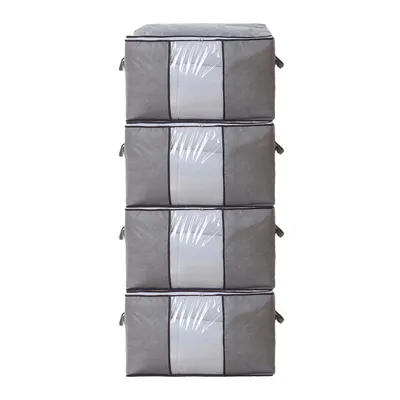 Produktbild von Aufbewahrungstaschen für Kleidung – 4 Stück – Grau – Organizer für Bettdecken – Platzsparende Aufbewahrung – Langlebige Materialqualität