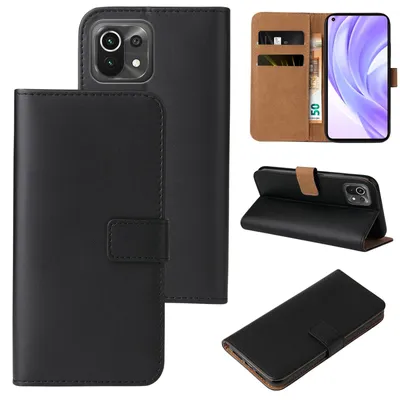 Produktbild von Handyhülle für Xiaomi Mi 11 Klapphülle Bookcase Flip Cover Hülle Handy Tasche Etui Farbe: Schwarz