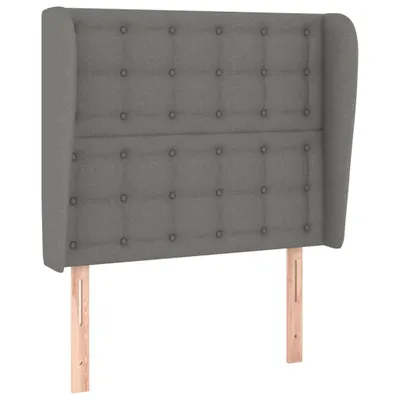 Image de vidaXL Tête de lit avec oreilles gris foncé 83x23x118/128 cm Tissu