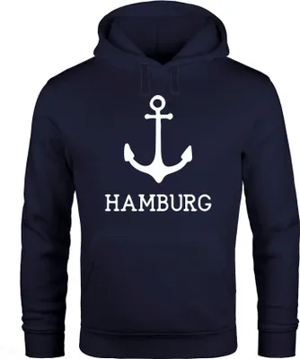 Produktbild von Kapuzen-Pullover Herren Hoodie Anker Hamburg Moonworks® navy XL