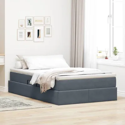 Image de Maison Exclusive - Lit coffre avec matelas gris foncé 120 x 200 cm velours