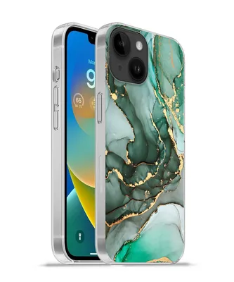 Produktbild von MuchoWow® Handyhülle Schutzhülle Hülle für Apple iPhone 14 - Softcase Gold - Marmor - Grün - Luxus - Marmoroptik - Grau Silikon Softcase Handy Hülle - Mobiltelefonhülle