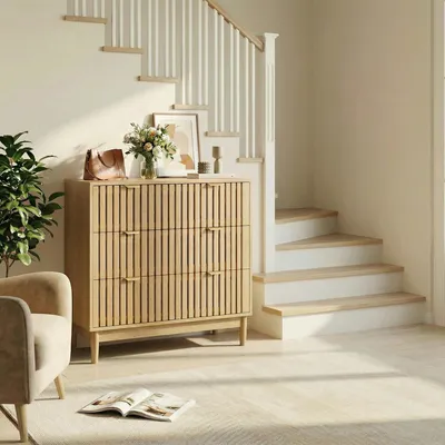 Image de Commode moderne à 3 tiroirs, en chêne, style cottage