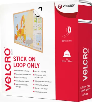 Produktbild von VELCRO® Klettband Selbstklebend Nur Flausch, 20mm x 10m Weiß