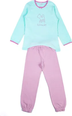 Immagine prodotto di Pigiama lungo per bambina, blu e rosa, maniche lunghe, a pois, Kanz
