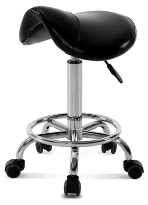 Produktbild von Höhenverstellbarer Sattelhocker mit Rollen, Bürohocker für Arbeitszimmer und Salon, Ergonomischer Bürostuhl, H110 (Schwarz)