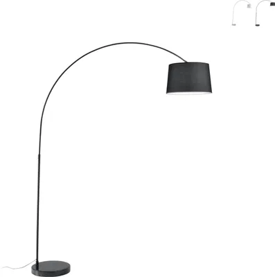 Produktbild von Bogenlampe aus Metall mit Marmorsockel und Stoffschirm Dream - Schwarz