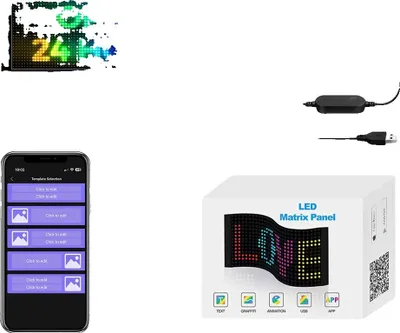 Productafbeelding van LED-matrixpaneel, Bluetooth-bediening, aanpasbaar display, 24x64 LED's, 0-5W