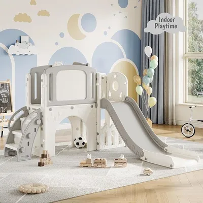 Imagen del producto de Tobogán infantil 8 en 1 para parques infantiles, ideal para niños pequeños, apto para uso en interiores y exteriores