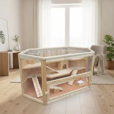 Immagine prodotto di Melko piccolo animale conigliera roditore gabbia legno diversi livelli criceto casa topi ratti