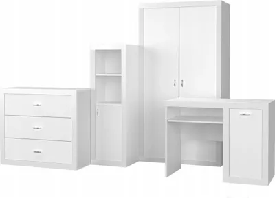 Produktbild von Jugendzimmer Kinderzimmer komplett Kommode Schreibtisch Schrank Regal FILIP weiß