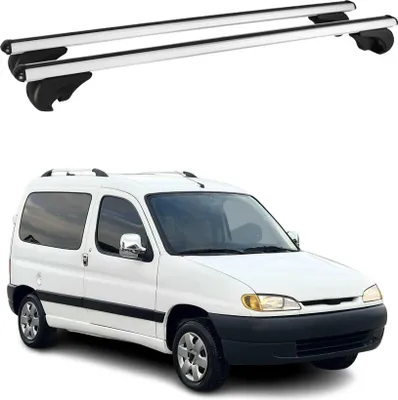 Image de Barres de toit Transversales pour Peugeot Partner 1997-2008 Aluminium Argent