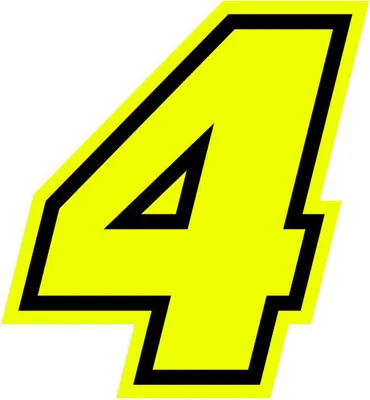 Obrázek produktu pro Nálepka závodní číslo pro Moto "4" Race Moto GP, žlutá fluo, 10 x 9,5 cm