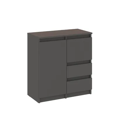 Produktbild von KOMTO Kommode mit 2 Türen und 2 Schubladen – Komodenschrank für Schlafzimmer, Wohnzimmer oder Flur | Sideboard Antrazit PIKO 2 70 x 35 x 74,5 cm