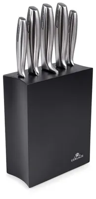Messerblock-Set, 5 Küchenmesser, rostfreier Stahl, schwarz