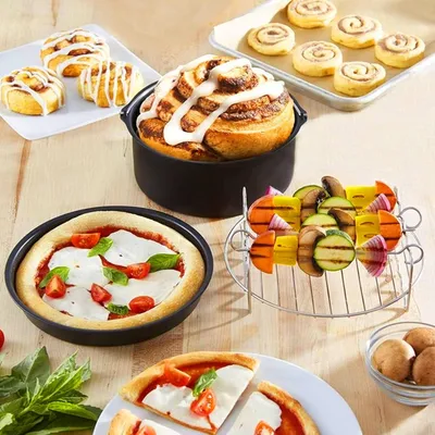 Produktbild von Zubehör für Heißluftfritteusen, Kuchenform und Pizzablech, Fritteusenkorb, passend für elektrische Fritteusen und Dampfgarer