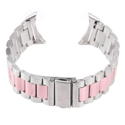 Immagine prodotto di Per Google Pixel Watch 1 + 2 Bracciale di ricambio in acciaio e metallo Rosa / Argento