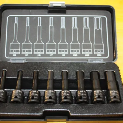 Produktbild von Innensechskant Nuss Set, Schlagschrauber Nüsse, 3/8 Zoll, H4-H14, 8-teilig, Cr-Mo