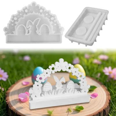 Produktbild von 3 Silikonformen: Osterhase, Ostereier, Blume, Kerzenhalter