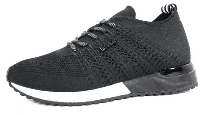 Immagine prodotto di Scarpe da ginnastica da donna, modello stringato, sportive, colore nero, adatte al tempo libero