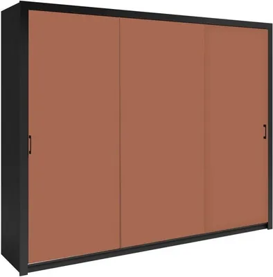 Produktbild von Schwebetürenschrank Frama 255X206X60 Cm 3 Türiger Kleiderschrank Schrank (Schwarz/Saharatiefe)