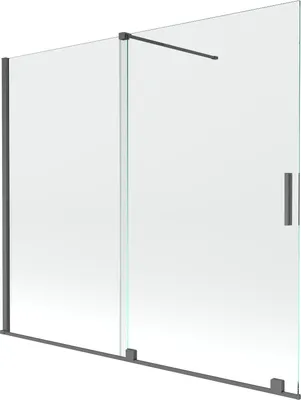 Produktbild von Mexen Velar Badewannen-Faltwand, 2-flügelig, Schiebetür, 180 x 150 cm, transparent, gebürstetes Gun Gray - 896-180-000-01-66