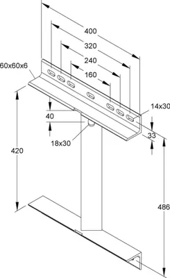 Produktbild von Niedax Klemmadapter KWATS 300, 540 x 400 mm, feuerverzinkt, für Flanschbreite 100-320 mm