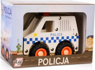 Produktbild von Holz-Polizeiauto mit Gummireifen für Kinder