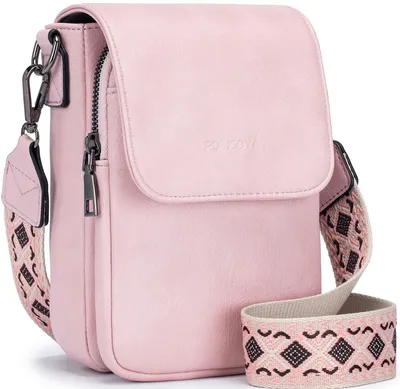 Produktbild von POIUGOYA Kleine Umhängetasche für Damen, trendig, Leder, 3 Fächer, Handy-Geldbör